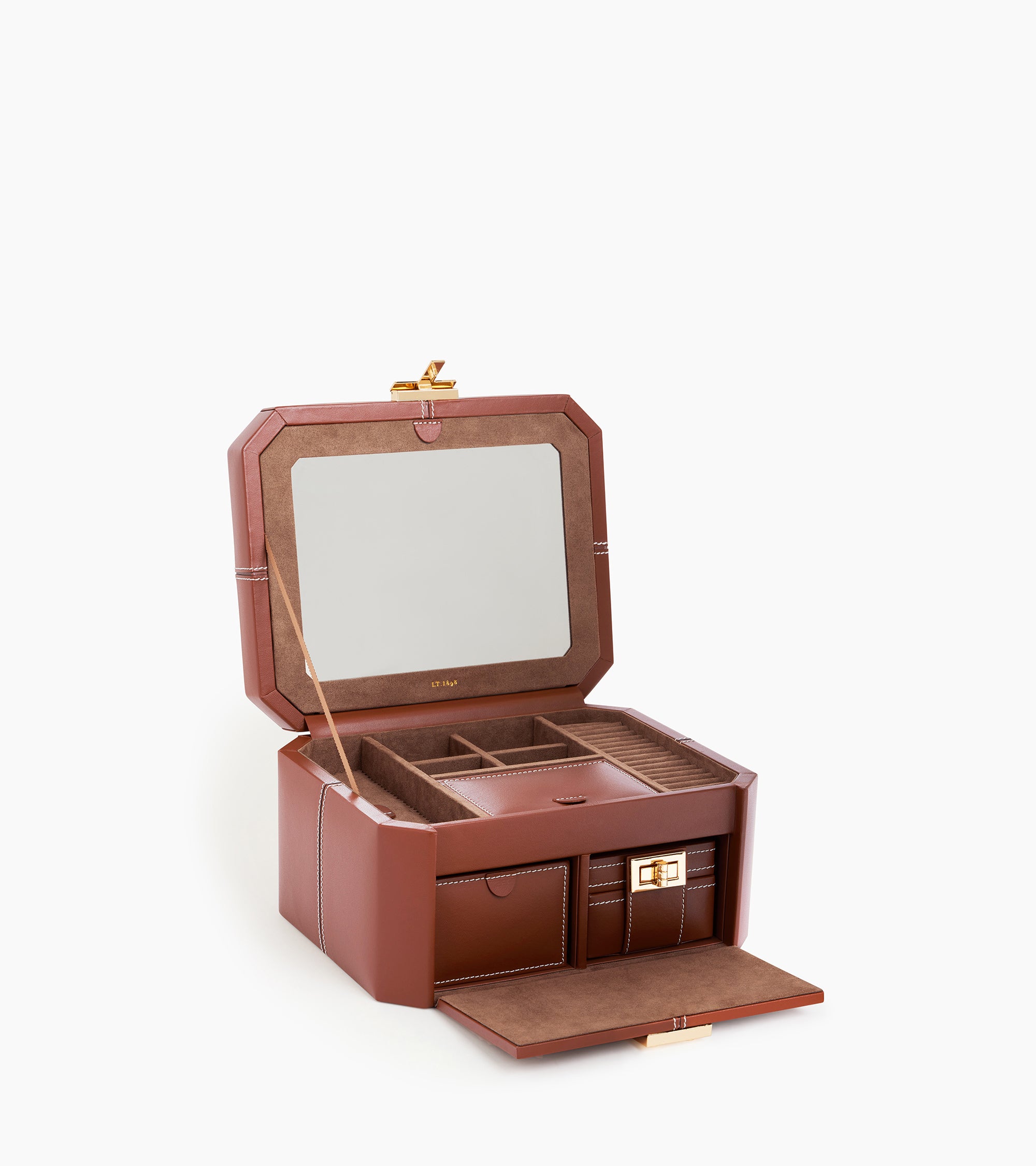 レザー T型留め具 ラージ ジュエリーボックス