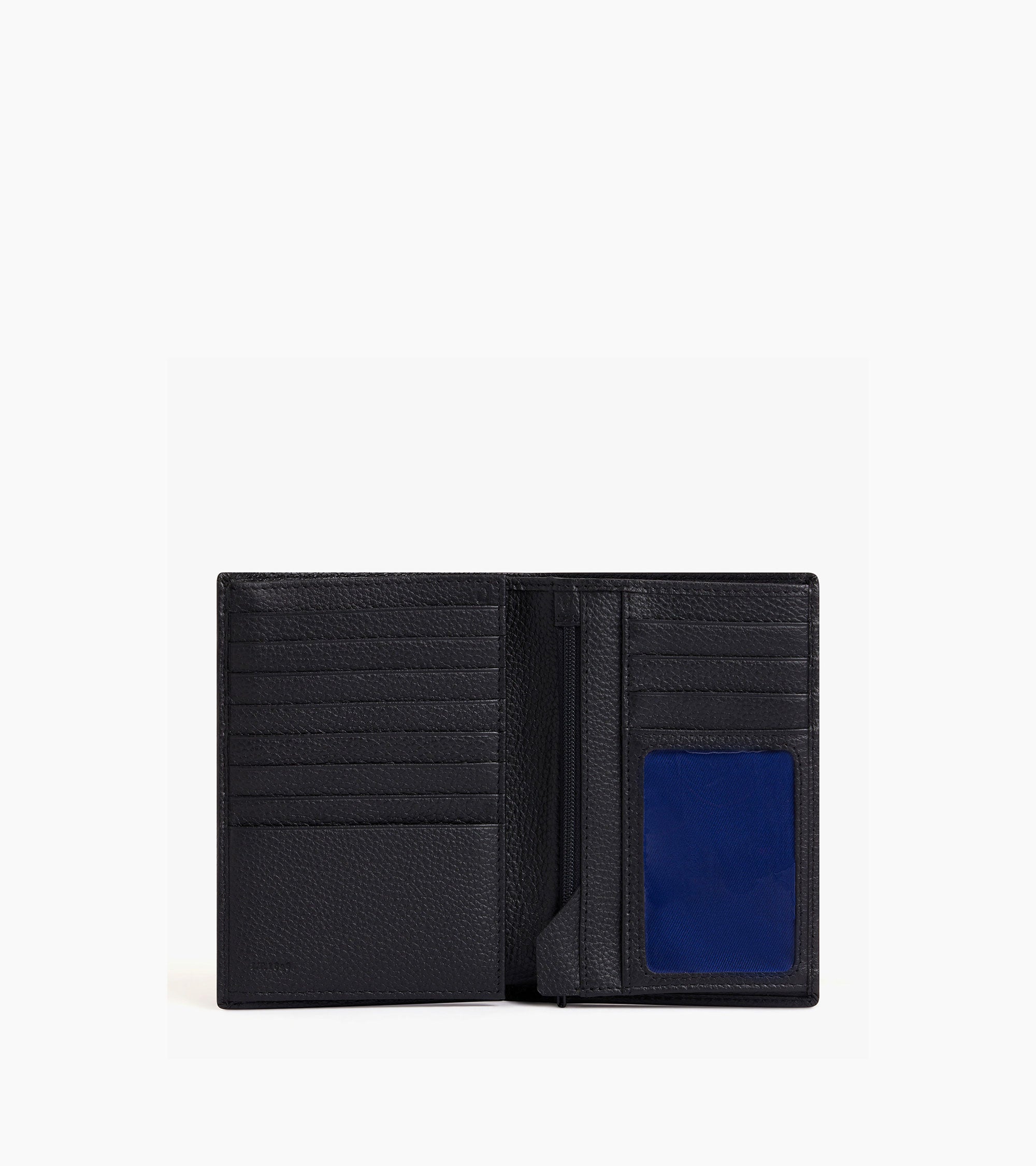 Charles グレインレザー ファスナー付き 縦型 ラージ 二つ折り財布