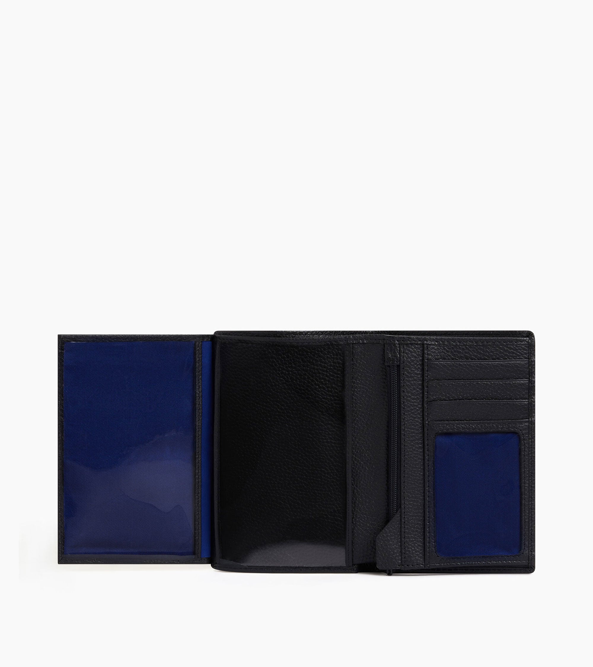 Charles グレインレザー ファスナー付き 縦型 ラージ 二つ折り財布
