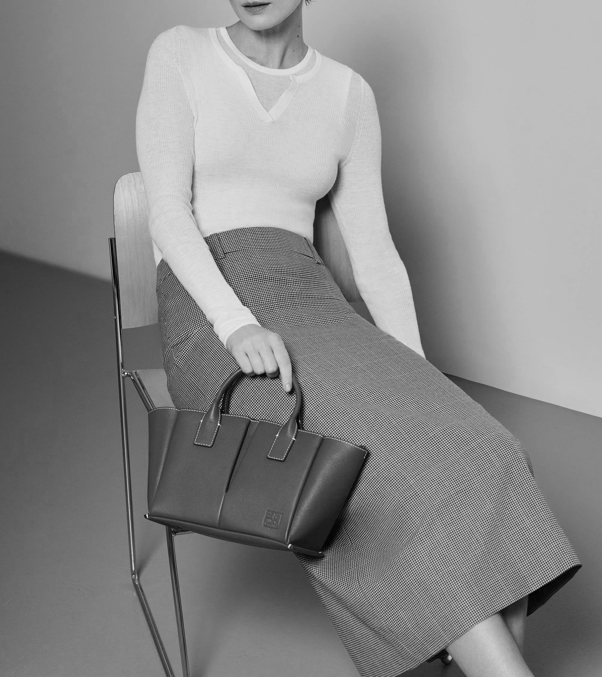 Small Elena handbag in pebbled leather