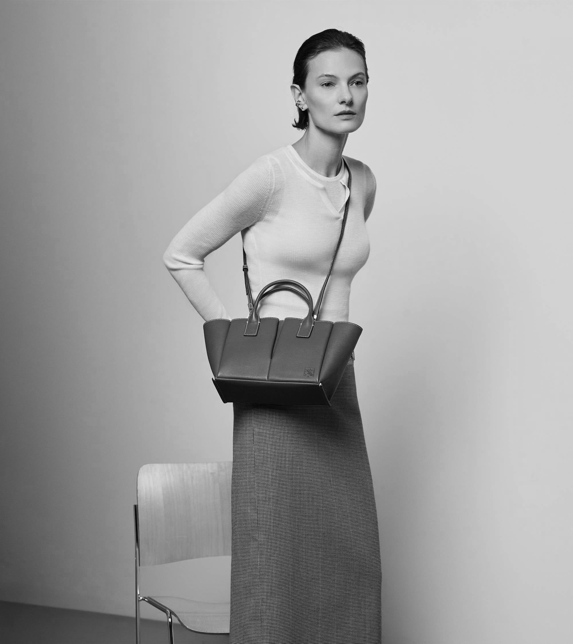 Small Elena handbag in pebbled leather