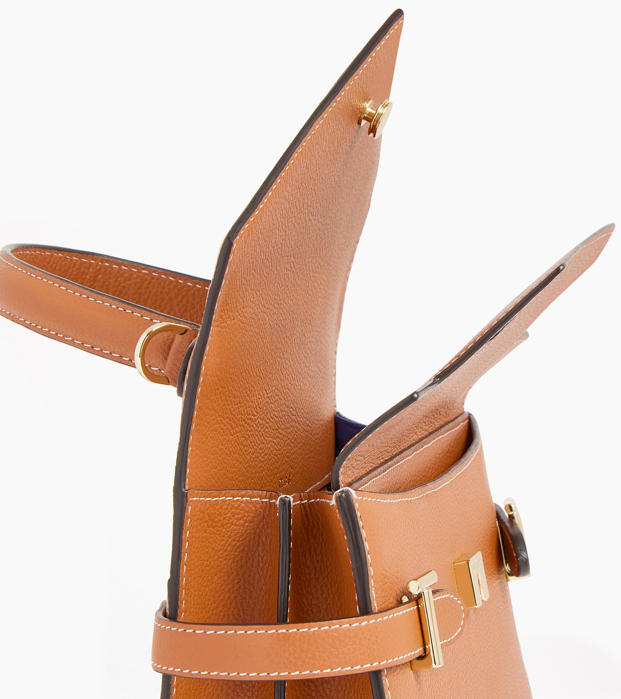 Emilie medium double flap handbag model in grained leather