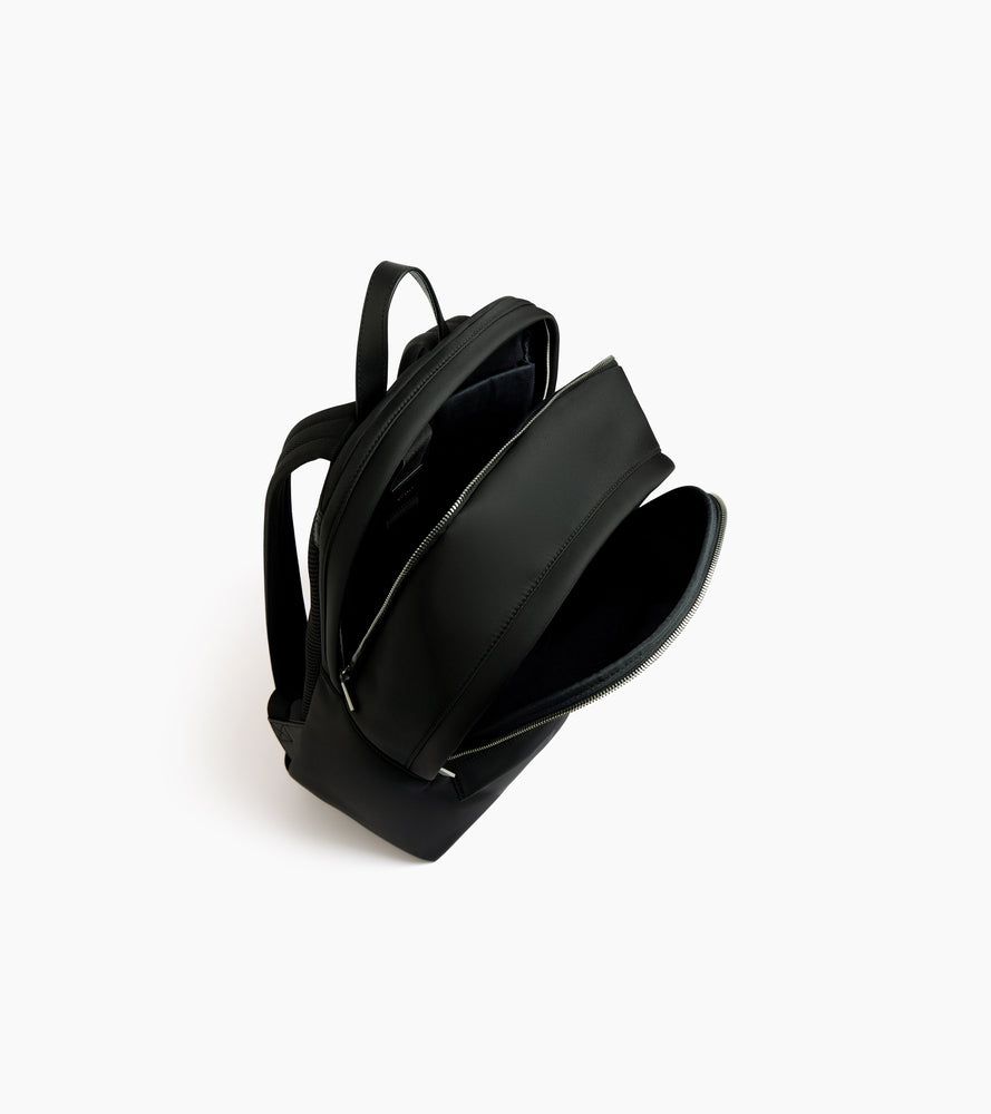 Basile zipped backpack in nylon canvas and smooth leather