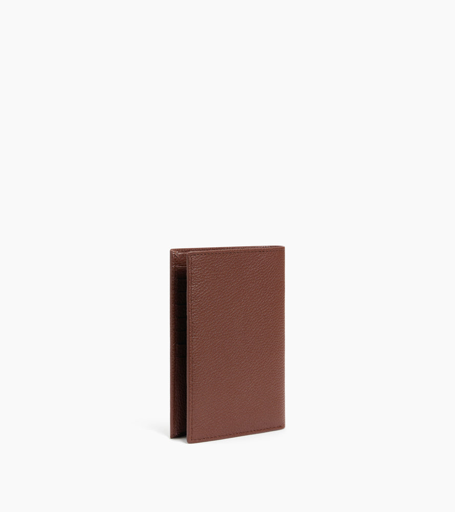Charles large, vertical, zipped wallet with 2 gussets in grained leather