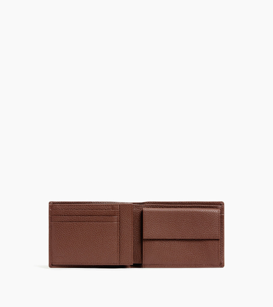 Charles flap wallet with 2 gussets in grained leather