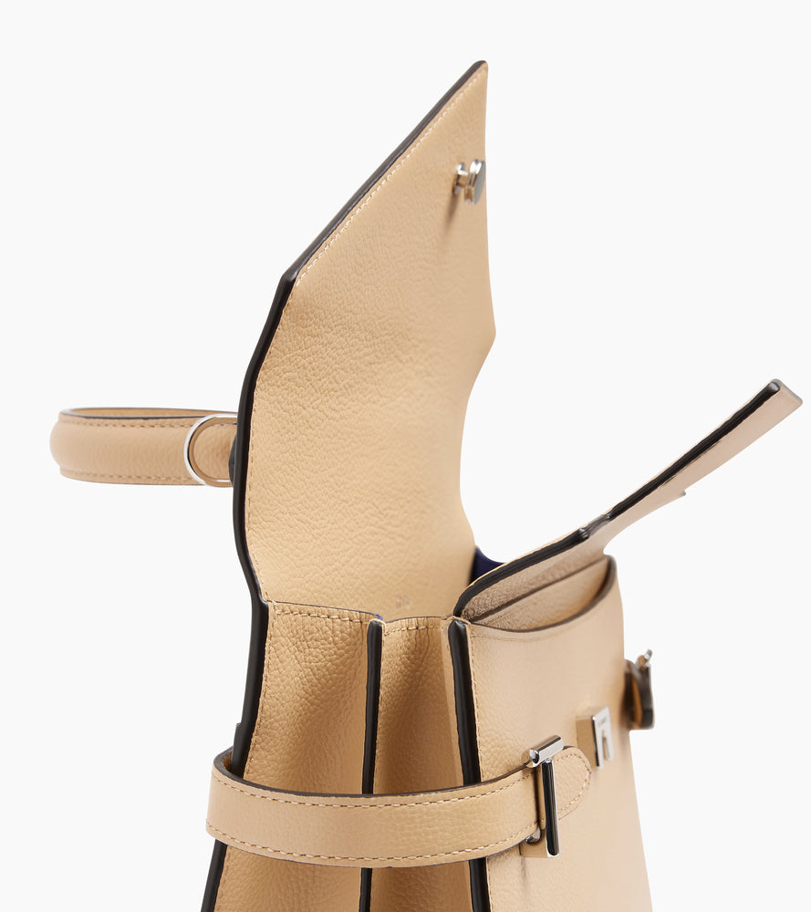 Sac à main double rabat moyen modèle Emilie en cuir grainé