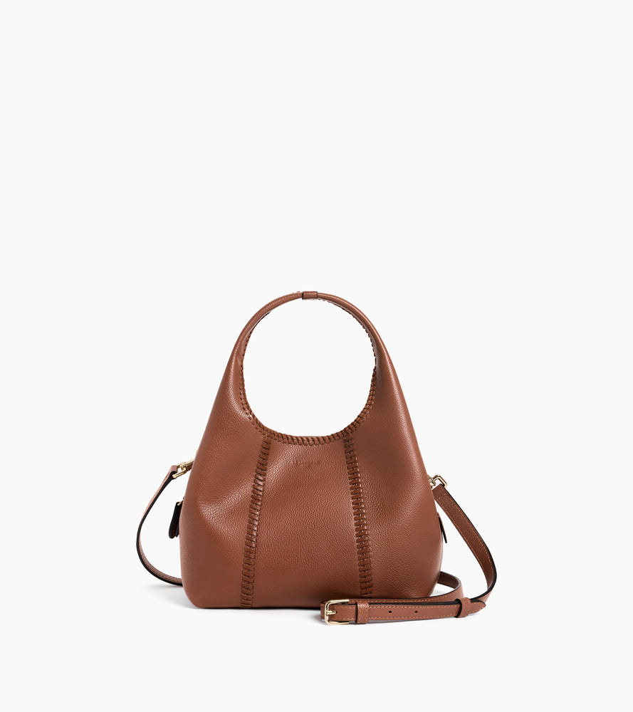 Juliette トップステッチ入り グレインレザー スモール ハンドバッグ