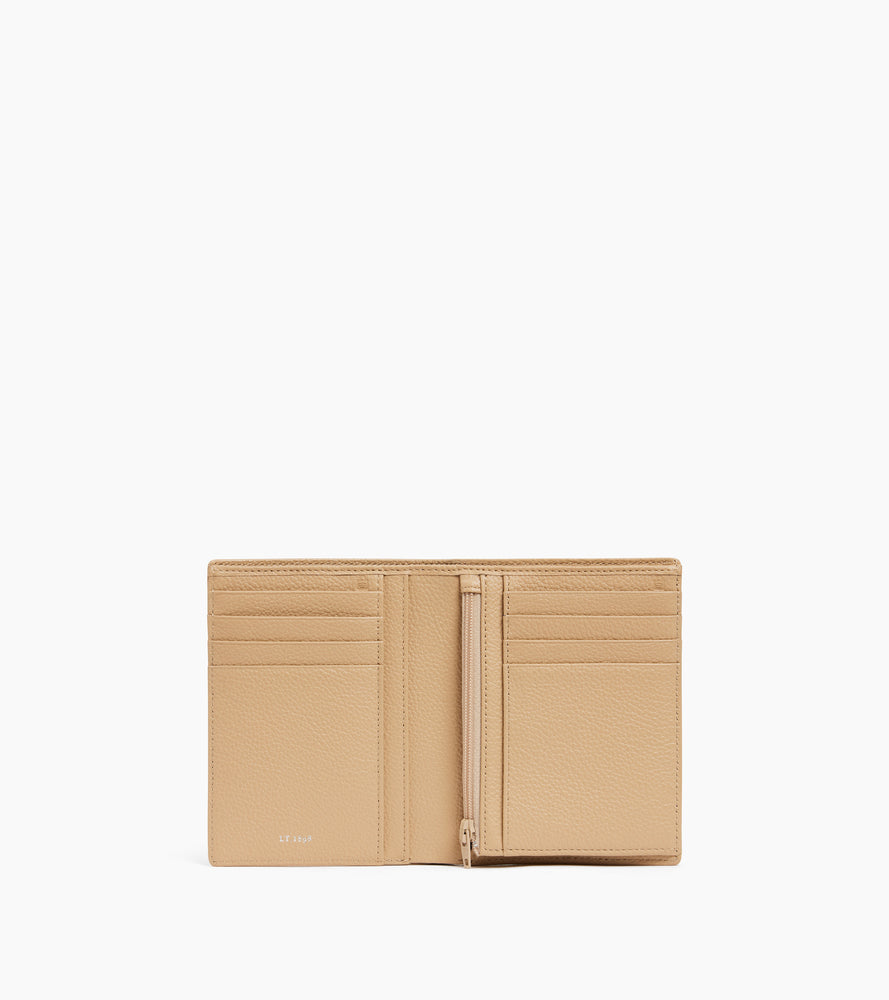 Portefeuille vertical zippé Emile en cuir grainé