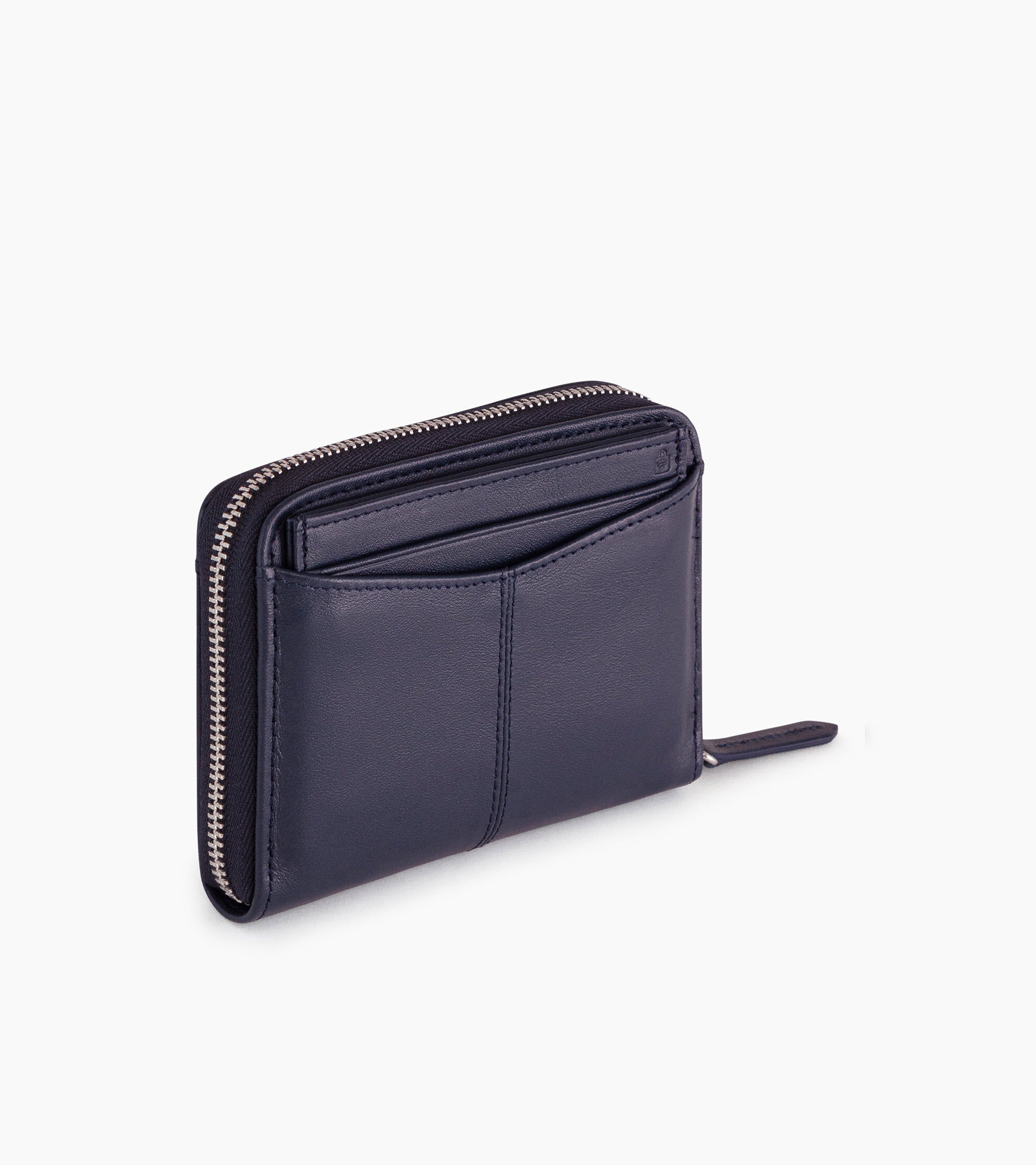 Monedero con cremallera y tarjetero extraíble Charlotte de piel lisa