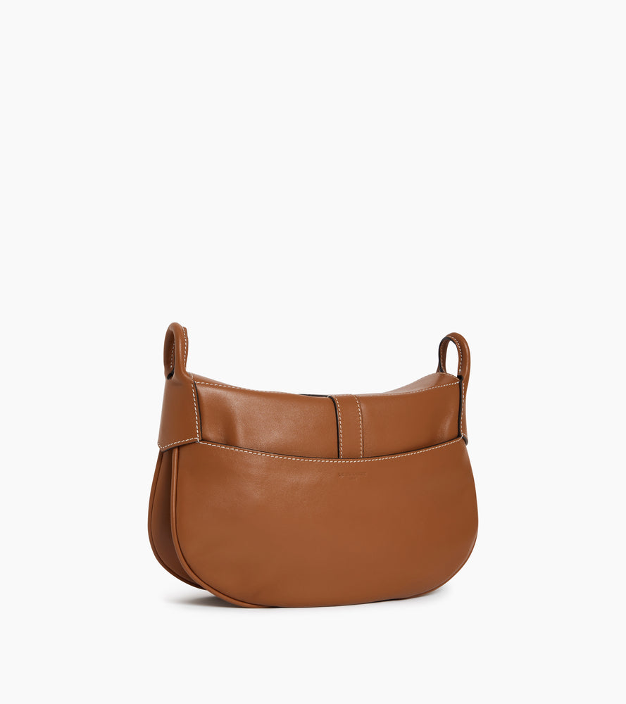 Bolso bandolera pequeño Pia de cuero liso y borreguito